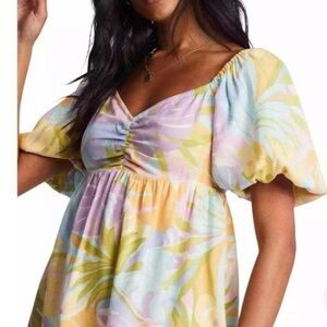 Colorful Puff Sleeve Dress